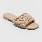 Women's Carissa Woven Slide Sandals - A New Day Tan