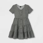 Girls' Tiered Button-front Short Sleeve Dress - Art Class Black