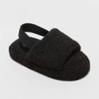 Toddler Avi Single Strap Faux Shearling Slippers - Cat & Jack Black