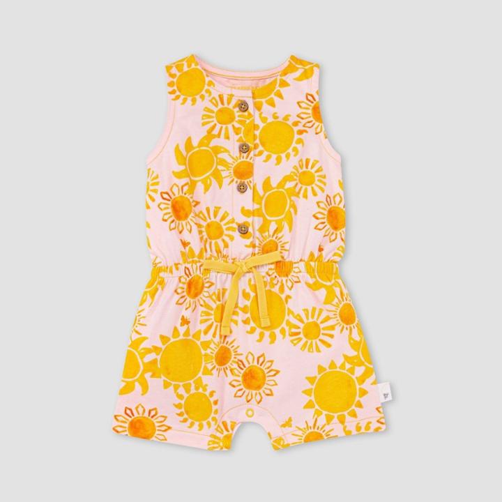 Burt's Bees Baby Baby Girls' Organic Cotton 'here Comes The Sun' Romper - Light Pink Newborn