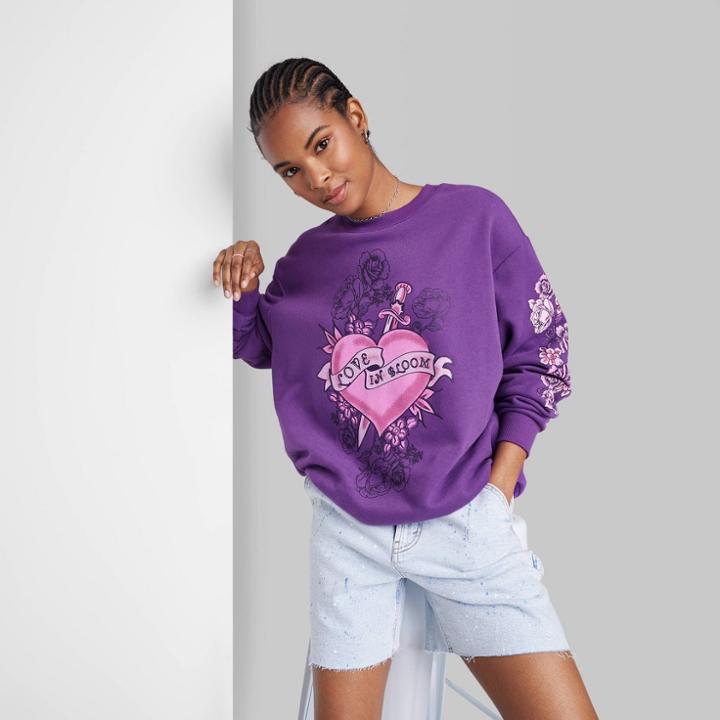 Women's Oversized Sweatshirt - Wild Fable Purple