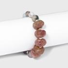 Semi-precious Strawberry Quartz And Lepidolite Stones Stretch Bracelet - Universal Thread