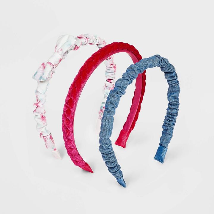 Girls' 3pk Tie-dye Velvet Headbands - Cat & Jack