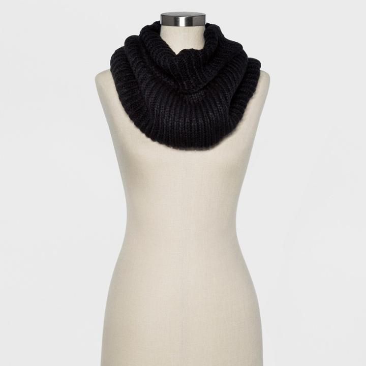 Women's Ribbed Infinity Scarf - A New Day Black