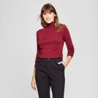 Women's Long Sleeve Turtleneck - A New Day Burgundy (red)