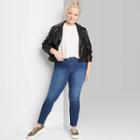 Women's Plus Size High-rise Distressed Capri Skinny Jeans - Wild Fable Dark Wash 14w, Women's, Blue