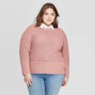 Women's Plus Size Long Sleeve Crewneck Pullover Sweater - Universal Thread Pink X