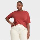 Women's Plus Size Elbow Sleeve T-shirt - Who What Wear Red