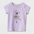 Toddler Girls' Glitter Ballerina Short Sleeve Graphic T-shirt - Cat & Jack Purple