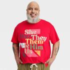 No Brand Pride Adult Plus Size Pronouns Short Sleeve T-shirt - Red