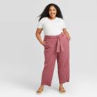 Women's Plus Size Tie Waist Straight Pants - A New Day Purple