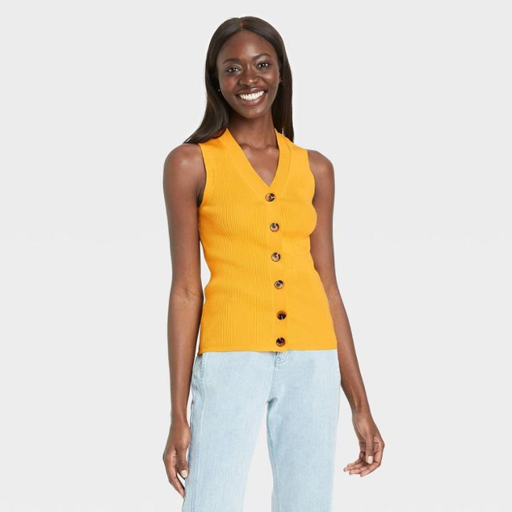 Women's V-neck Sweater Vest - Who What Wear Yellow