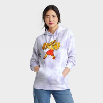 The Simpsons Women's Lisa Simpson Saxophone Hooded Graphic Sweatshirt - Purple