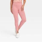 Women's High Waisted Stash Pocket Leggings - A New Day Heathered Pink