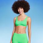 Women's Ribbed Scoop Bralette Bikini Top - Wild Fable Green Xxs
