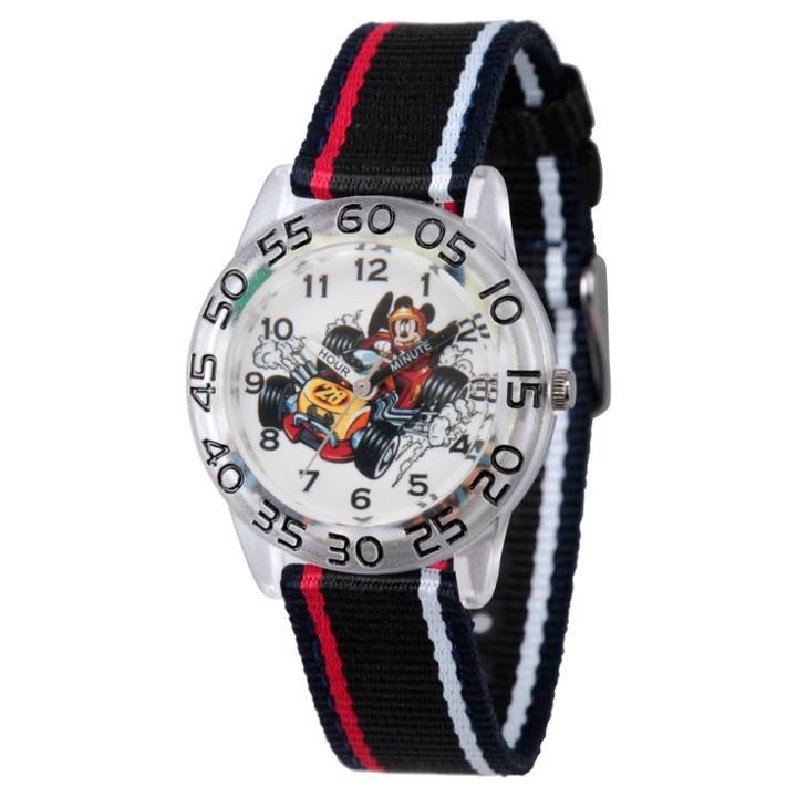 Boys' Disney Mickey Mouse Clear Plastic Time Teacher Watch - Black