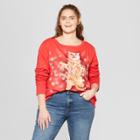 Women's Plus Size Cat Light Up Sweatshirt - Fifth Sun (juniors') Red