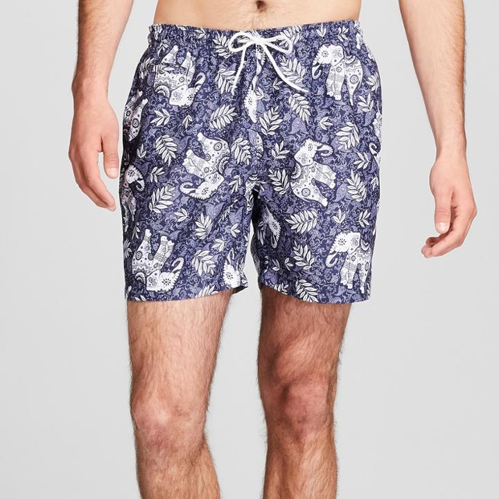 Trunks Surf & Swim Co. Trunks Men's 6.5 San-o Elastic Waist - Navy Elephants