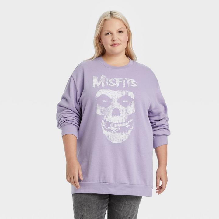 Merch Traffic Women's Plus Size Misfits Graphic Sweatshirt - Purple