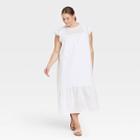Women's Plus Size Flutter Short Sleeve Shift Dress - Who What Wear White