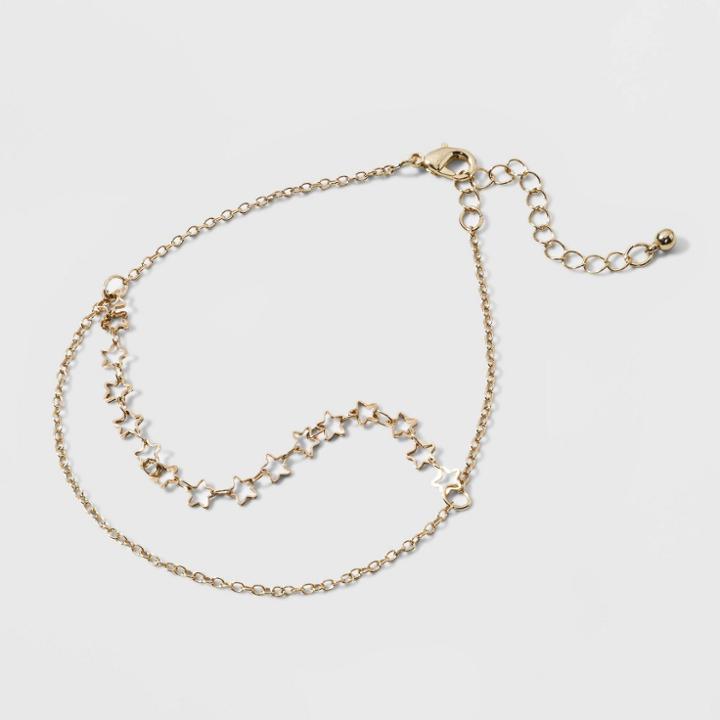 Star Beaded Multi Row Anklet - Wild Fable Gold