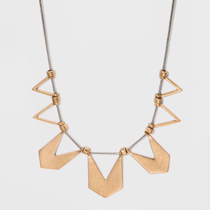 Cut Out Chevron Castings Statement Necklace - Universal Thread Gold, Women's