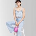 Women's Denim Zip-front Corset Tank Top - Wild Fable