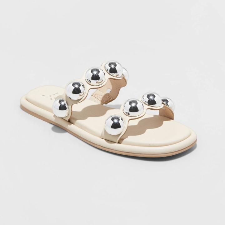 Women's Didi Embellished Slide Sandals - A New Day Off-white