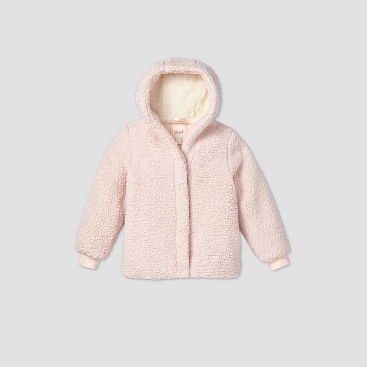 Girls' Cozy Hooded Sherpa Coat - Cat & Jack Pink