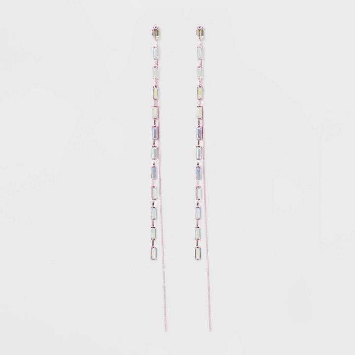 Crystal And Chain Linear Earrings - Wild Fable Pink, Women's