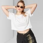 Women's Plus Size Short Sleeve Boxy Cropped T-shirt - Wild Fable White