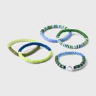 Beaded Stretch Bracelet Set 5pc - A New Day Blue/green