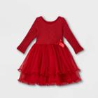 Mia & Mimi Toddler Girls' Tulle Long Sleeve Dress - Red