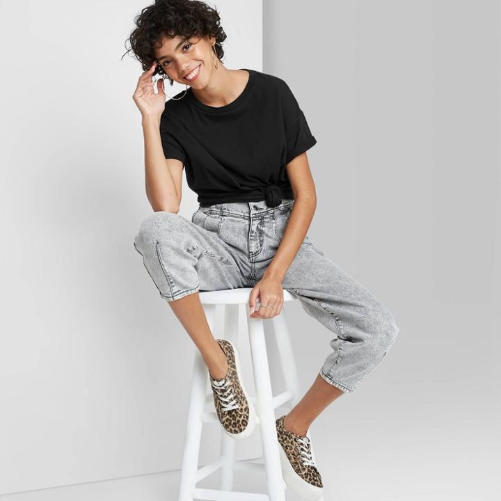 Women's Short Sleeve Relaxed Fit T-shirt - Wild Fable Black
