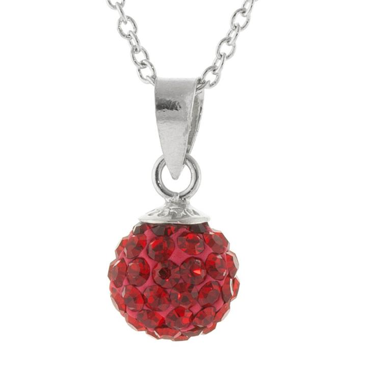 Target Women's Silver Plated 8mm Crystal Bead Pendant - Red/silver