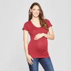 Maternity Short Sleeve Almond Neck T-shirt - Isabel Maternity By Ingrid & Isabel Dark Red Heather S, Infant Girl's