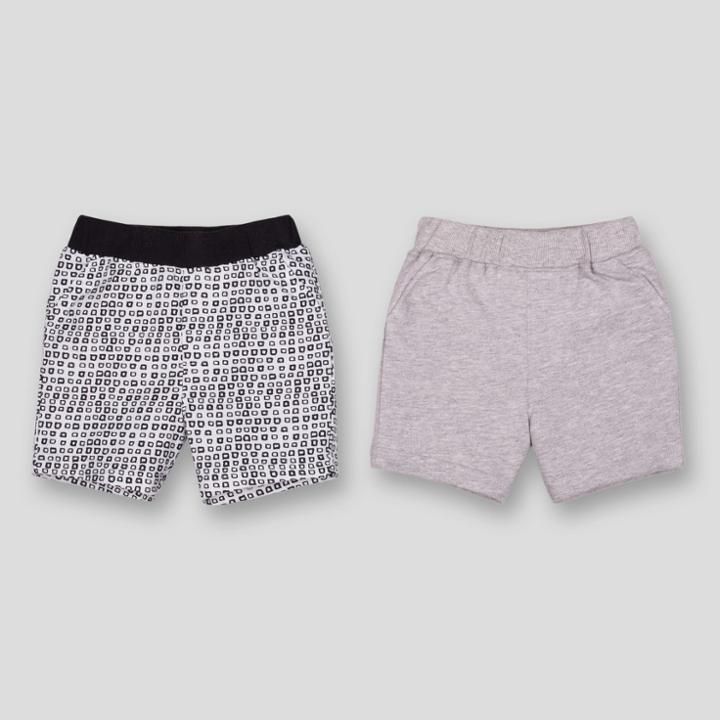 Lamaze Baby Boys' Organic Cotton 2pk Printed Shorts - Grey Newborn, Gray