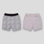 Lamaze Baby Boys' Organic Cotton 2pk Printed Shorts - Grey Newborn, Gray