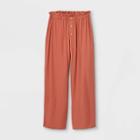 Girls' Button-front Paperbag Straight Pants - Art Class Orange