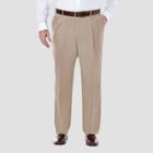 Haggar Men's Big & Tall Pnik Classic Fit Pleat Front Casual Pants - Sand