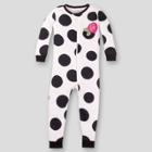 Lamaze Toddler Girls' Organic Cotton Dots Footed Stretchy Snug Fit Pajama Romper - Black