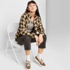Women's Plaid Long Sleeve Oversized Button-down Shirt - Wild Fable Gold