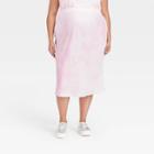 Women's Plus Size High-rise Midi Slip A-line Skirt - A New Day White