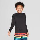 Oversizeboys' Long Sleeve Rash Guard - Cat & Jack Black M Husky, Boy's, Size: