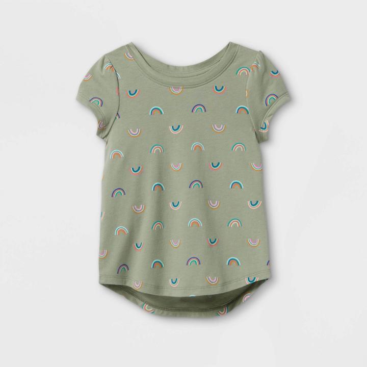 Toddler Girls' Rainbow Short Sleeve T-shirt - Cat & Jack Army Green
