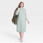 Women's Plus Size Balloon Long Sleeve Cable Sweater Dress - Universal Thread Blue