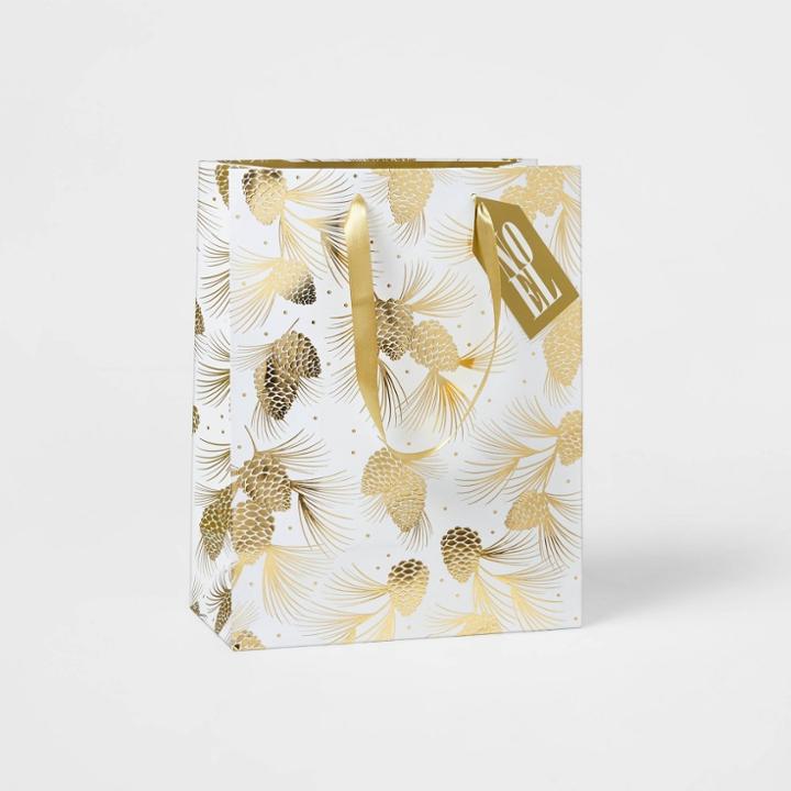 Large Golden Pinecones Cub Gift Bag - Wondershop