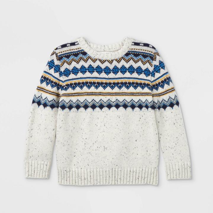 Toddler Boys' Fair Isle Crew Neck Pullover Sweater - Cat & Jack Cream