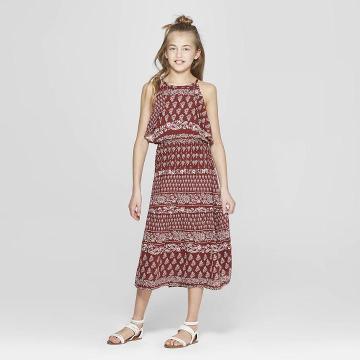 Girls' Ruffle Dress - Art Class Maroon