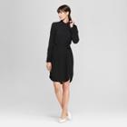Women's Long Sleeve Collared Shirt Dress - Prologue Black